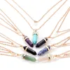 Necklace Jewelry 2 Layers Healing Crystals Amethyst Rose Quartz Bead Chakra Point Women Men Natural Stone Pendants Necklaces DB944