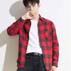 Męska Moda 100% Bawełna Szczotkowane Koszulki Flanel Koszulki Pojedyncze Kieszeń Z Długim Rękawem Slim-Fit Youthful Soft Casual Plaid Worked Koszula 210410