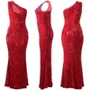 Kvinnor maxi julröda klänningar firar kall axel sexig middag datum kväll party club sequin dress plus storlek xxl kappor 210416