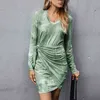 Trend Women's Autumn long sleeveVintage Vestido tubo Invierno Contraste Color Lace-up Tie-Dye Mini vestido casual para mujer vestido 210514