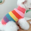 Cute Rainbow Color Pies Sweter Cat Puppy Small Dog Odzież Zima Zwierzęta Odzież Yorkie Pomorskie Schnauzer Pudel Kostium Płaszcz 211007