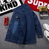 Casual Loose Men's Print Jacket Classic Jeans Coat Large Asian Size M-8XL For 145kg Fat Guy Veste Grande Taille Pour Hommes