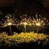 Lampade da prato 90/120LED Solar Powered Firework Ground Light Pathway Giardino Cortile Paesaggio Lampada di illuminazione decorativa