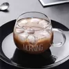 視覚的なタッチグッドモーニング透明なクリエイティブガラスカップハンドルタンブラーマグガラス製品コーヒーティーカップミルクビールスープワイン210409