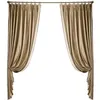 居間のためのヨーロッパのゴールドの絹の遮光カーテンのための贅沢な堅い厚いカーテン窓の治療210712