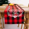 Christmas Table Runner Buffalo Check with Reindeer,Snowflake,Pine Tree Pattern Holiday Party Home Decoration XBJK2108