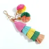 Fashion Candy Color Pompoms Tassel Keychain Fur Ball Key Chain Pompom Fluffy Bag Accessories Keyring