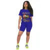 Sommer Frauen Tracksuits Lippendruck Kurzarm T-Shirt + Shorts Solid Color 2-Stück Jogger Sets Yoga-Outfits Plus Size Fitness