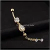 Bell Drop Delivery 2021 Bars Button Belly Zircon Party Body Jewelry Navel Piercing Rings Ps2820 8Shfi