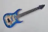 7 Saiten Blue Ahorn Furnier Mahagoni Körper E-Gitarre mit schwarzer Hardware, Palisander-Griffbrett