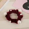 2021 Flickor Färger Velvet Pearl Elastic Hair Ropes Scrunchies Girls 'No Crease Slipsar Kvinnor Huvudtillbehör