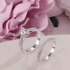100% Real 925 Srebrne Pierścienie dla Kobiet Proste Double Double Dokładne Biżuteria Zestawy Ślubne Pierścionek Zanieczniający Akcesoria 201006