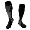 Protéger Compression genou chaussettes hautes Sport de plein air Football course soins infirmiers Marathon bas pour femmes hommes blanc noir bleu