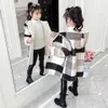 Autunno Inverno Ragazze Casual Giubbotti Capispalla con cappuccio Moda Cappotto lungo di lana Abbigliamento per bambini Cute Baby Girls Capispalla 211023