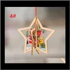 Festive Party Supplies & Gardenchristmas Tree Pattern Wood Hollow Snowflake Snowman Bell Decorations Colorful Home Festival Christmas Ornamen