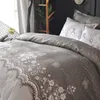 Floral Lace Printed Luxury Bedding Set Nordic King Size Duvet Cover Set Single Double Queen Quilt Cover Sängkläder sängkläder 211007