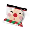 100pcs / väska Julbakning Kakor Presentväska Santa Elk Snowman Dessert Biscuit Candy Väskor Xmas 10 * 11cm Söt Presenter Pack Supplies PaA10057