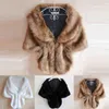 Kvinnor Plush Faux Fur Bridal Wedding Jacket Wrap Shrug Bolero Shawl Cape 211122