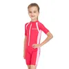 Fermeture éclair avant une pièce maillot de bain à manches courtes bain filles enfants maillots de bain garçons maillot de bain pour enfants bébé Rashguard New231V