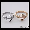 Drop Delivery 2021 Design Band Rings Gold Sier Color Anchor Finger Fashion Alloy Ring Jewelry For Women Wholesale Hvqyu