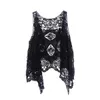 Jastie Hippie Froral Patch Design Gilet Rétro Vintage Crochet Summer Beach Cover Up Top Asymétrique Open Stitch Kimono Cardigain 211006