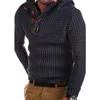 Heren effen kleur hoorn knop trui herfst casual chunky jumper hoodie mannelijke winter straat truien mannen hooded truien Y0907