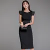 Wiosna i lato koreańska wersja okrągłej szyi szczupła rhinestone wysoka talia seksowna pakiet biodra sukienka bez rękawów 210416