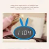 US Stock Cartoon Bunny Ears LED Trä Digital väckarklocka Voice Control Thermometer Display Blue226D