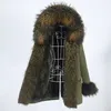 Oftbuy зимняя куртка женщин длинные парки настоящий лисица шерсть натуральный воротник еноты густой теплый уличная одежда Parkas 210928
