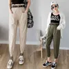 Mulheres calças primavera verão moda feminina sólida alta cintura solta harem calça lápis calças casuais preto streetwear 210514