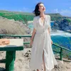 Robe de plage décontractée pour femmes d'été de couleur unie 210514