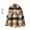 Mode Groene Plaid Jas Dames Winterjas Lange Mouwjassen en S Oversized 210521