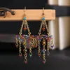 Triangle Dangle Hanging Earrings For Women Vintage European and American Crystal Long Earring Ethnic Tassel Jewelry