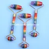 Gesicht Roller Gesichts Schönheit Roller Hautpflege Werkzeuge Geschenke 7 Chakra Quarz Kristall Stein Massagegerät für Augen Hals Körper Muskel relax2326