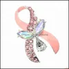 Pins, Brooches Jewelry Breast Cancer Awareness Ribbon Crystal Angel Pin Brooch Drop Delivery 2021 C8Gdu