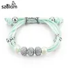 Charm Bracelets Szelam 2021 Green Elastic Rope Chain & Bangles Crystal Murano Beads For Women DIY Jewelry SBR160095