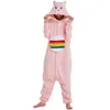 Chat ours unisexe hiver mignon raton laveur loup cerf Onesies femmes vêtements de nuit Anime Costume adultes vêtement de nuit en polaire pyjama