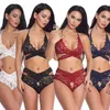 Nouveau Vente Chaude Femme Sexy Dentelle Sous-Vêtements Ensemble Romantique Fleur Broderie Perspective Lingerie Sexy Lingerie Ensemble 211208