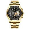 Watchbr-Nieuwe kleurrijke horloge sportstijl mode horloges (Gold Case Black Dial)