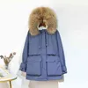 Real Natural Fox Fur Down Coat Veste d'hiver Femmes Épais Blanc Duck Snow Parkas Chauchette chaude Attachez les vêtements d'extérieur 210423