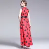 Women Summer Designer Elegant Polka Dot Print Fashion Loose Casual Party Robe Ladies Vintage Red Sleeveless Dress Vestidos 210525