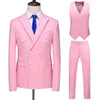 3pieces Wedding Suit Men Odzież Moda Podwójnie piersi Solid Slim Fit Business Formal Nur Casual Tuxedo Sukienka plus rozmiar 6xl Me264X