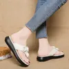 Rimocy Retro Flowers Clip Toe Women Beach Flip Flops Tjock Bottom Wedges Platform Tofflor Kvinna Vacation Casual Sandals 210528