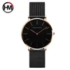 36 mm przylot Rose Gold Black Proste Bauhaus Design Japan Quartz Ladies Stal nierdzewna Ultra cienkie wodoodporne zegarki 2105279662418