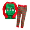 Meninos pijamas de Natal 100% algodão crianças vermelhas santa t-shirt verde vermelho branco calças listrado meninas sleepwear roupas de árvore 210413