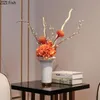 Vaser Creative Geometric White Gold Rim Vase vardagsrum sovrum bordsdekoration enkel europeisk blommor arrangemang dekor