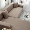 Tjockt plyschmöbler skyddare Jacquard Solid Sofa Skydd för vardagsrum Sectional Couch Corner Slipcover Set L Form behöver 2pc 211102