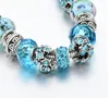 Bracelets de perles de fleur bleue à la modeBangles pour femmes fleur Pulseira Feminina charme Bracelet de bijoux en cristal GC603
