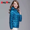 Hiver Femmes Ultra Light Down Jacket Blanc Canard Vestes à capuche à manches longues Manteau chaud Femme Portable Outwear Down Coat 210428