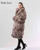 Ppink Java 19036 Real Fur Coat Kobiety Zima Moda Kurtka Długa Dostępna 211110